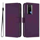 For Xiaomi Poco F5 Pro Skin Feel Solid Color Leather Phone Case with Lanyard(Violet) - 2