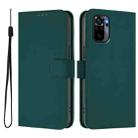 For Xiaomi Poco M5s Skin Feel Solid Color Leather Phone Case with Lanyard(Dark Green) - 2