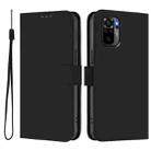 For Xiaomi Poco M5s Skin Feel Solid Color Leather Phone Case with Lanyard(Black) - 2