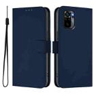 For Xiaomi Poco M5s Skin Feel Solid Color Leather Phone Case with Lanyard(Navy Blue) - 2
