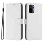 For Xiaomi Poco M5s Skin Feel Solid Color Leather Phone Case with Lanyard(White) - 2