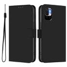 For Xiaomi Poco M3 Pro Skin Feel Solid Color Leather Phone Case with Lanyard(Black) - 2