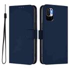 For Xiaomi Poco M3 Pro Skin Feel Solid Color Leather Phone Case with Lanyard(Navy Blue) - 2