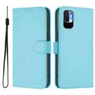 For Xiaomi Poco M3 Pro Skin Feel Solid Color Leather Phone Case with Lanyard(Sky Blue) - 2