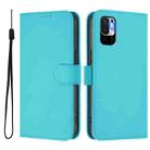 For Xiaomi Poco M3 Pro Skin Feel Solid Color Leather Phone Case with Lanyard(Lake Blue) - 2