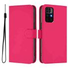 For Xiaomi Poco M4 Pro 5G Skin Feel Solid Color Leather Phone Case with Lanyard(Rose Red) - 2