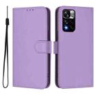 For Xiaomi Poco X4 NFC 5G Skin Feel Solid Color Leather Phone Case with Lanyard(Lavender Purple) - 2