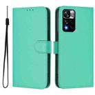 For Xiaomi Poco X4 NFC 5G Skin Feel Solid Color Leather Phone Case with Lanyard(Green) - 2