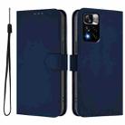 For Xiaomi Poco X4 NFC 5G Skin Feel Solid Color Leather Phone Case with Lanyard(Navy Blue) - 2