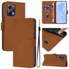 For Xiaomi Poco X5 Skin Feel Solid Color Leather Phone Case with Lanyard(Brown) - 1