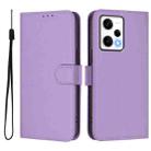 For Xiaomi Poco X5 Pro Skin Feel Solid Color Leather Phone Case with Lanyard(Lavender Purple) - 2