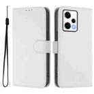 For Xiaomi Poco X5 Pro Skin Feel Solid Color Leather Phone Case with Lanyard(White) - 2