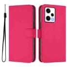 For Xiaomi Poco X5 Pro Skin Feel Solid Color Leather Phone Case with Lanyard(Rose Red) - 2