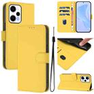 For Xiaomi Poco F5 Skin Feel Solid Color Leather Phone Case with Lanyard(Lemon Yellow) - 1