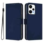 For Xiaomi Poco F5 Skin Feel Solid Color Leather Phone Case with Lanyard(Navy Blue) - 2