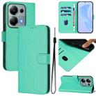 For Xiaomi Poco M6 Pro 4G Skin Feel Solid Color Leather Phone Case with Lanyard(Green) - 1