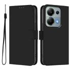 For Xiaomi Poco M6 Pro 4G Skin Feel Solid Color Leather Phone Case with Lanyard(Black) - 2