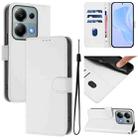 For Xiaomi Poco M6 Pro 4G Skin Feel Solid Color Leather Phone Case with Lanyard(White) - 1