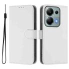 For Xiaomi Poco M6 Pro 4G Skin Feel Solid Color Leather Phone Case with Lanyard(White) - 2