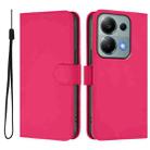 For Xiaomi Poco M6 Pro 4G Skin Feel Solid Color Leather Phone Case with Lanyard(Rose Red) - 2