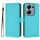 For Xiaomi Poco M6 Pro 4G Skin Feel Solid Color Leather Phone Case with Lanyard(Lake Blue) - 2