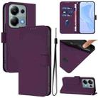 For Xiaomi Poco M6 Pro 4G Skin Feel Solid Color Leather Phone Case with Lanyard(Violet) - 1