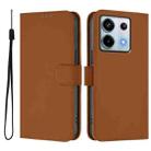 For Xiaomi Poco X6 5G Global Skin Feel Solid Color Leather Phone Case with Lanyard(Brown) - 2