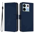 For Xiaomi Poco X6 5G Global Skin Feel Solid Color Leather Phone Case with Lanyard(Navy Blue) - 2