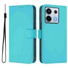 For Xiaomi Poco X6 5G Global Skin Feel Solid Color Leather Phone Case with Lanyard(Lake Blue) - 2