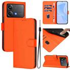 For Xiaomi Poco X6 Neo 5G Global Skin Feel Solid Color Leather Phone Case with Lanyard(Orange) - 1