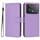 For Xiaomi Poco X6 Neo 5G Global Skin Feel Solid Color Leather Phone Case with Lanyard(Lavender Purple) - 2