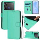 For Xiaomi Poco X6 Neo 5G Global Skin Feel Solid Color Leather Phone Case with Lanyard(Green) - 1