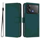 For Xiaomi Poco X6 Neo 5G Global Skin Feel Solid Color Leather Phone Case with Lanyard(Dark Green) - 2