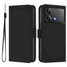 For Xiaomi Poco X6 Neo 5G Global Skin Feel Solid Color Leather Phone Case with Lanyard(Black) - 2