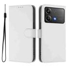 For Xiaomi Poco X6 Neo 5G Global Skin Feel Solid Color Leather Phone Case with Lanyard(White) - 2