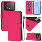 For Xiaomi Poco X6 Neo 5G Global Skin Feel Solid Color Leather Phone Case with Lanyard(Rose Red) - 1