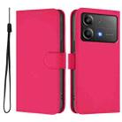 For Xiaomi Poco X6 Neo 5G Global Skin Feel Solid Color Leather Phone Case with Lanyard(Rose Red) - 2