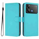 For Xiaomi Poco X6 Neo 5G Global Skin Feel Solid Color Leather Phone Case with Lanyard(Lake Blue) - 2