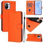 For Xiaomi Mi 11 Skin Feel Solid Color Leather Phone Case with Lanyard(Orange) - 1