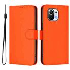 For Xiaomi Mi 11 Skin Feel Solid Color Leather Phone Case with Lanyard(Orange) - 2