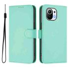 For Xiaomi Mi 11 Skin Feel Solid Color Leather Phone Case with Lanyard(Mint Green) - 2