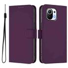 For Xiaomi Mi 11 Skin Feel Solid Color Leather Phone Case with Lanyard(Violet) - 2