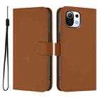 For Xiaomi Mi 11 Lite 5G Skin Feel Solid Color Leather Phone Case with Lanyard(Brown) - 2