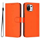 For Xiaomi Mi 11 Lite 5G Skin Feel Solid Color Leather Phone Case with Lanyard(Orange) - 2