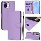 For Xiaomi Mi 11 Lite 5G Skin Feel Solid Color Leather Phone Case with Lanyard(Lavender Purple) - 1