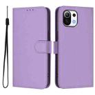 For Xiaomi Mi 11 Lite 5G Skin Feel Solid Color Leather Phone Case with Lanyard(Lavender Purple) - 2