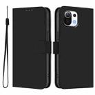 For Xiaomi Mi 11 Lite 5G Skin Feel Solid Color Leather Phone Case with Lanyard(Black) - 2