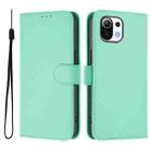 For Xiaomi Mi 11 Lite 5G Skin Feel Solid Color Leather Phone Case with Lanyard(Mint Green) - 2