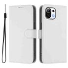 For Xiaomi Mi 11 Lite 5G Skin Feel Solid Color Leather Phone Case with Lanyard(White) - 2