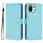 For Xiaomi Mi 11 Lite 5G Skin Feel Solid Color Leather Phone Case with Lanyard(Sky Blue) - 2